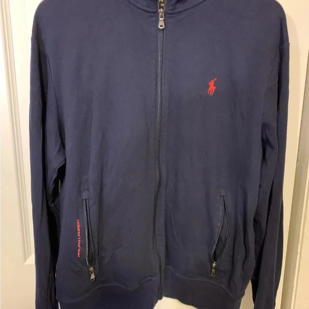 Polo‎ Ralph Lauren Mens Sz M Sport Performance Fleece Track Jacket Full ZIP Blue